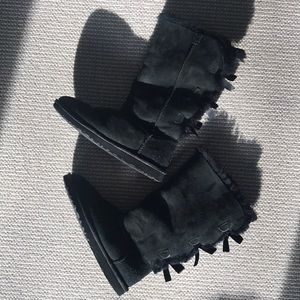 Girls black tall bailey bow Ugg boots